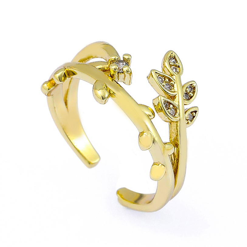 Simple Leaf Pattern Open Ring display picture 6