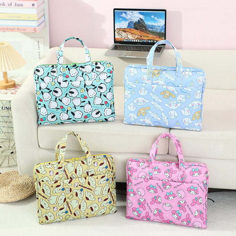 Cute Cartoon Printed Computer Bag Convenient Laptop Tote Bag Cinnamon Dog Kuromi Student Tutorial Bag