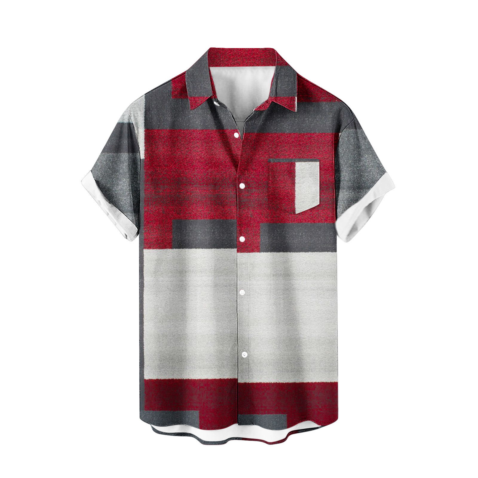 2024 comercio exterior europeo y americano transfronterizo exclusivamente para camisas de manga corta para hombres color de costura impresión digital 3D blusa casual