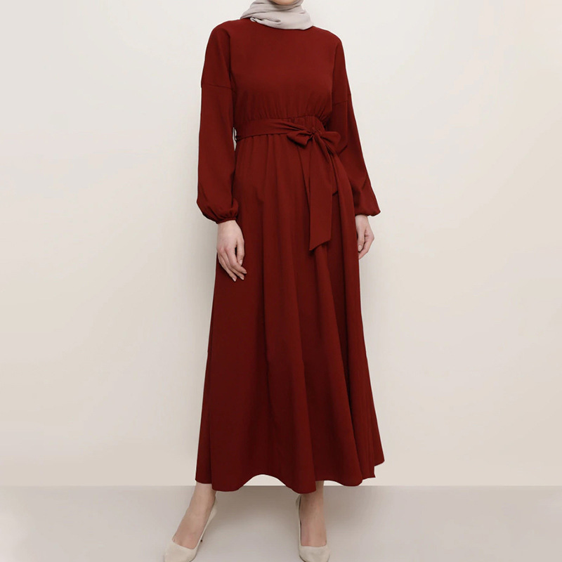 2021 Middle Eastern Women's Bat Sleeve Abaya Long Dress Muslim Arab Clothing Elegant_ecoleips.com
