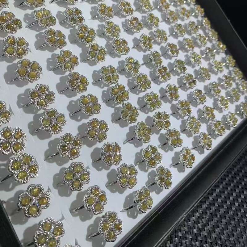 厂家直销天然金发晶旋转戒指小众四叶草活口个性时尚轻奢直播间货|undefined