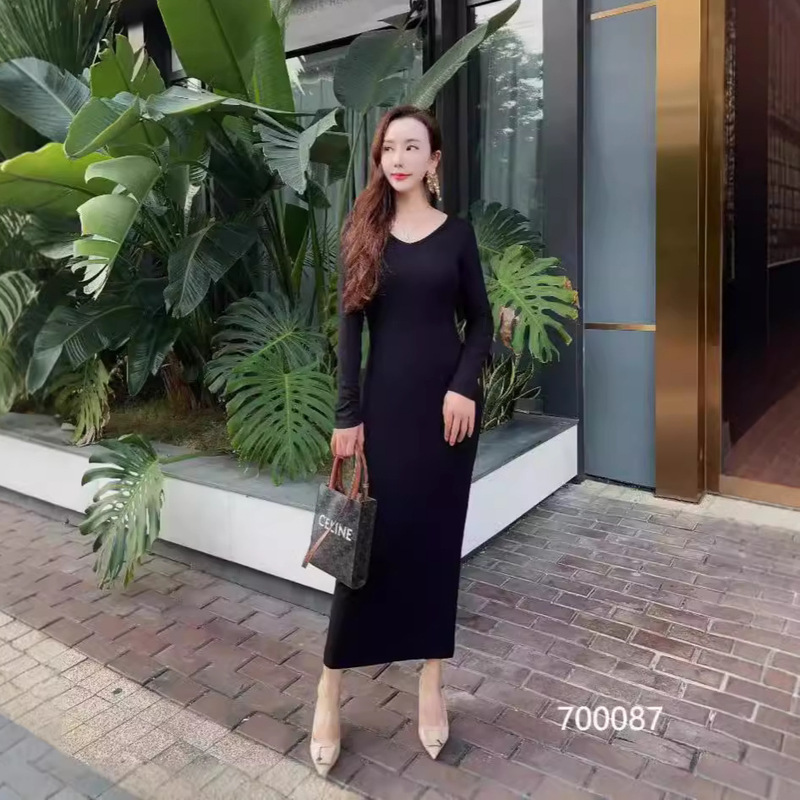 Dress with Modal Fabric, French-Style Ladylike Elegance, Long Sleeves, Simple and Fashionable, Versatile, High-End Feel, Suitable for Work, Stylish and Sophisticated