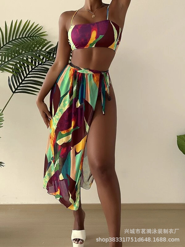 Mingyi nuevo europeo y americano sexy deportes moda multicolor Bikini mujer dividida Bikini de tres piezas traje de baño de las mujeres