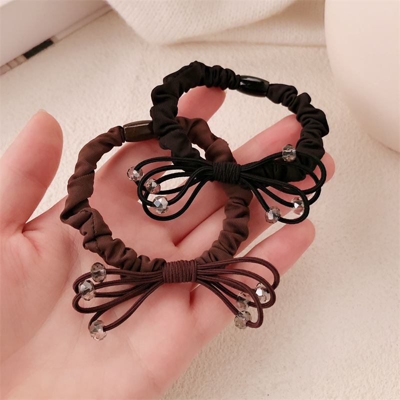 Temperamento simple arco de cristal anillo de cabello de cola de caballo cuerda de cabello cabeza cuerda de goma mujer no daña cabello al por mayor