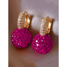���QRhinestone Embellished Red Ball Design Pendant Earrings