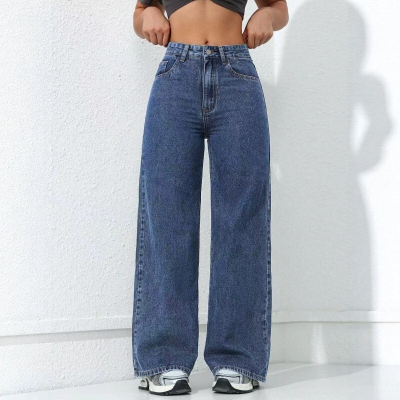 Russian ozon cross-border new high-quality American-style straight-leg wide-leg jeans for women, available for drop shipping