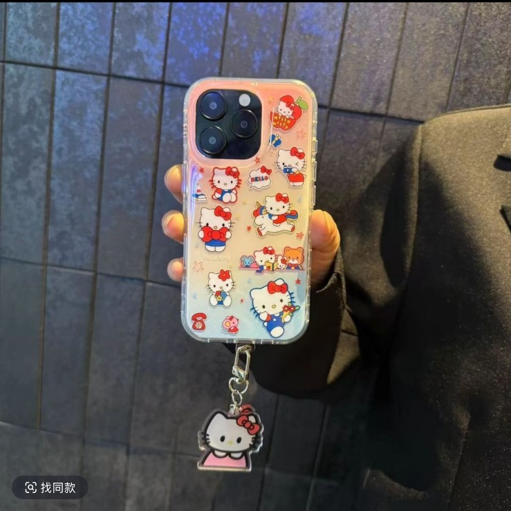 爆款圆边双层多巴胺kt猫适用iphone16promax苹果15可爱13手机壳14|undefined