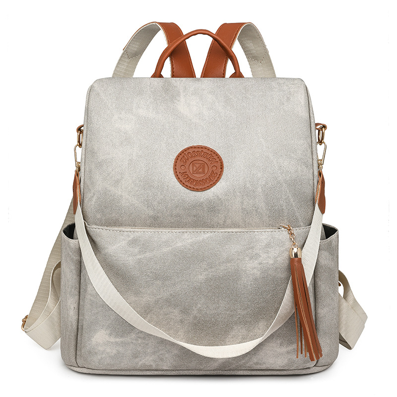 Mochila antirrobo para mujer nueva transfronteriza, mochila de viaje de cuero suave multifuncional versátil de moda, mochila escolar de doble uso al por mayor