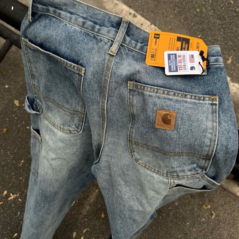 Independent Design High-End Version Carhartt Lumberjack Style Japanese Workwear Jeans, Loose Straight High Street Style for Men