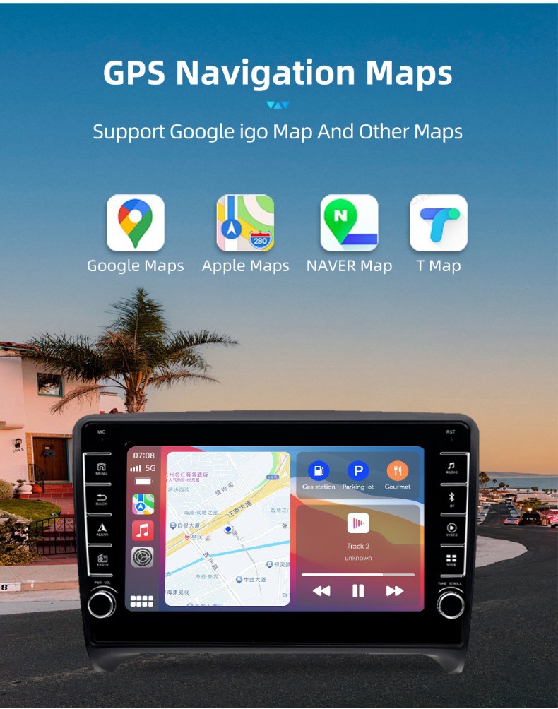 8inch Car-Mounted Central Control Large Screen Suitable for Audi Tt Mk2 8J Navigation Carplay Audio and Video Player