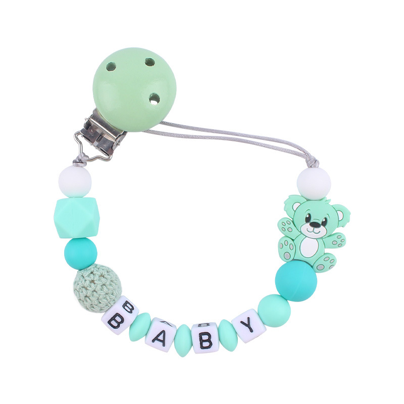 Nuevo bebé suministros de dibujos animados animal oso calmante bebé Cadena de chupete de silicona mordedura cadena anti-caída molar