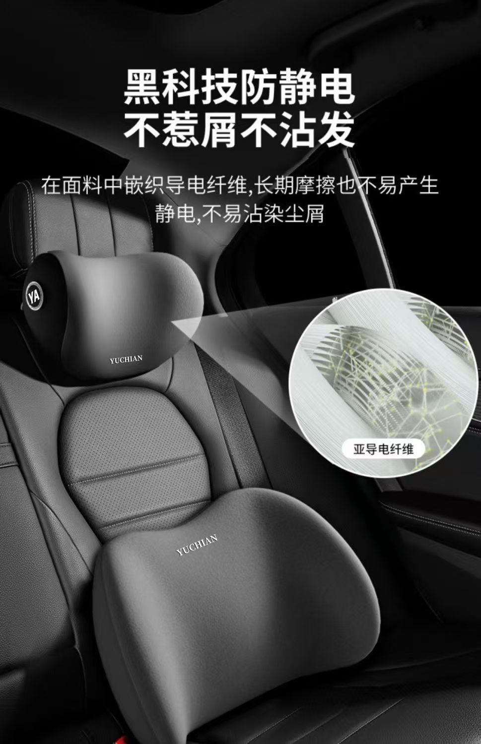 Car Headrest and Lumbar Support Set, In-Car Driver's Seat, Memory Foam Lumbar Support, Car Pillow, Neck Pillow and Lumbar Support