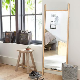 Pine Solid Wood Full-Length Mirror Dressing Floor Mirror Home Wall-Mounted Wall-Mounted Girls' Bedroom Fitting Pastoral Style