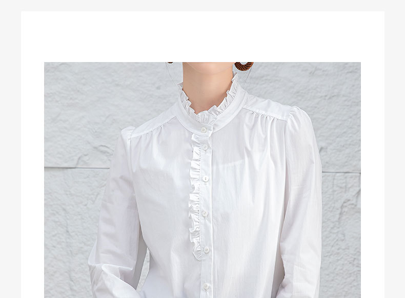 Áo sơ mi nữ dài tay kiểu Pháp cổ đứng trắng — trắng chi tiết 7