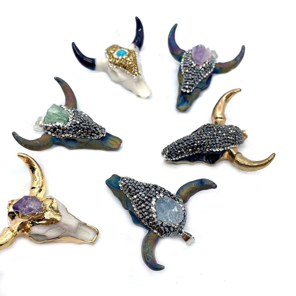 1 Piece Acrylic Natural Stone Crystal Colorful Cattle Pendant DIY Jewelry Accessories display picture 4