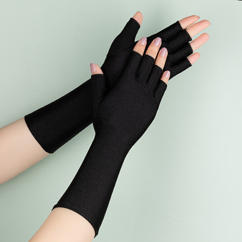 Summer cooling finger-length sun protection arm sleeves for women, UV protection arm guard, arm sleeves, false sleeves, gloves, thin style, cycling