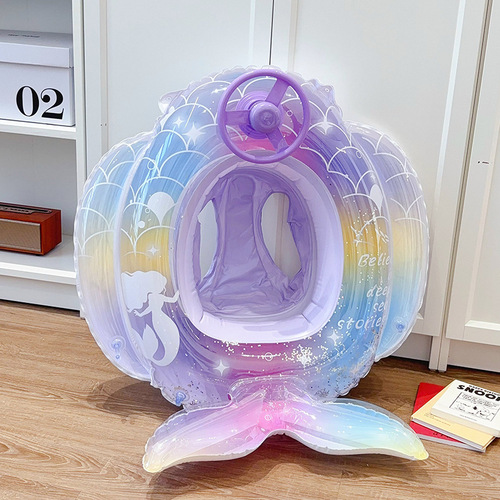 Swimming Ring for Mermaid Tail, Child Steering Wheel Seat Ring, Thick Inflatable Submerged Pocket Ring for Little Girls, Underarm Ring