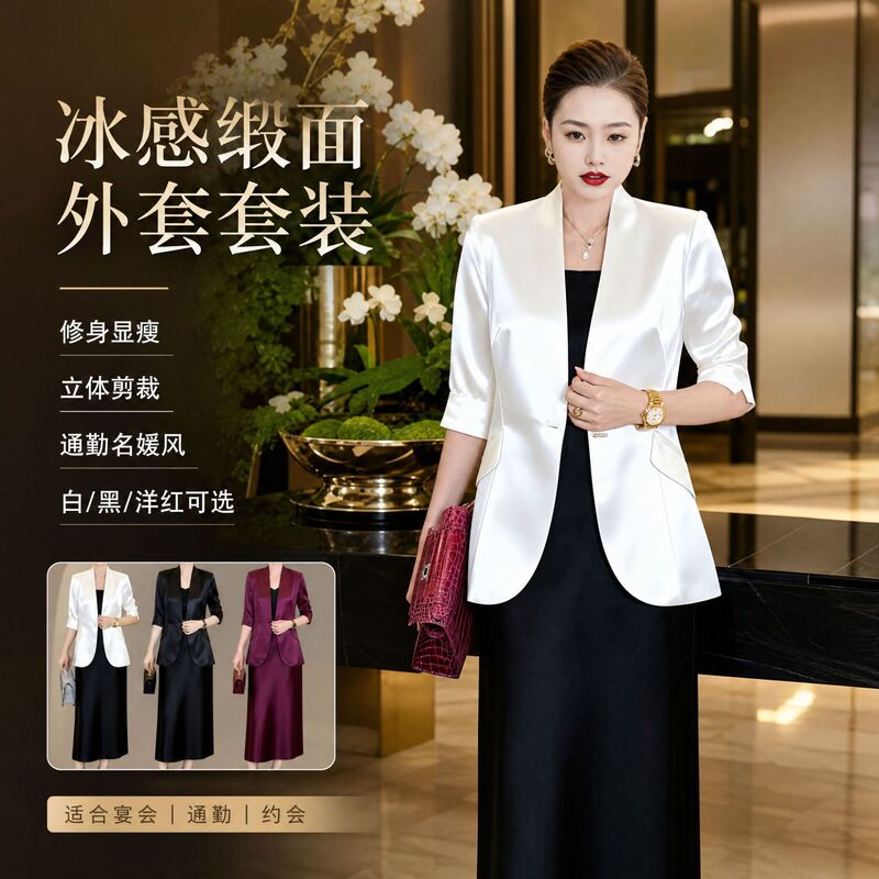 Ice-Cool Single-Layer Jacket, Stylish New Design, High-Quality Fashion, Summer Single-Layer Women's Jacket, Elegant and Slimming, for Socialites Ice-Cool Single-Layer Jacket, Stylish New Design, High-Quality Fashion, Summer Single-Layer Women's Jacket, Elegant and Slimming, for Socialites