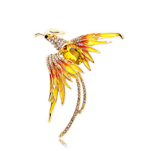 Korean version of the new reborn phoenix rhinestone brooch, fashionable and atmospheric animal clothing pin, elegant clothing accessories