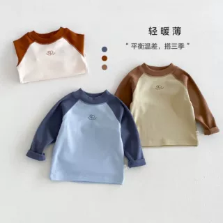 男童德绒打底衫2026秋冬男宝宝卡通撞色加厚内搭儿童上衣zdy6564