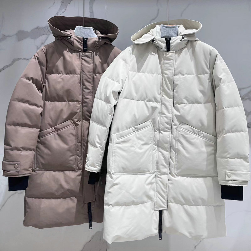 Autumn and winter New parka mid-length down jacket simple fashion White Goose down hooded waterproof thick warm coat for women