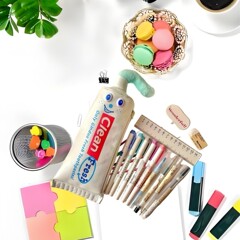 クリエイティブ歯磨き粉鉛筆ケース大容量面白いペンホルダー学生デスクトップ整理文具収納
