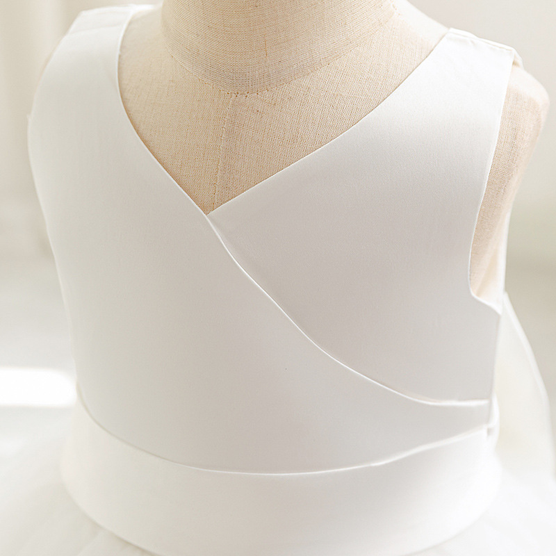 106059819@qq.com Robe de princesse en tulle pour bébé fille d'un an, avec col en V et nœud, robe vaporeuse, collection haut de gamme pour les fêtes transfrontalières_voghion.com