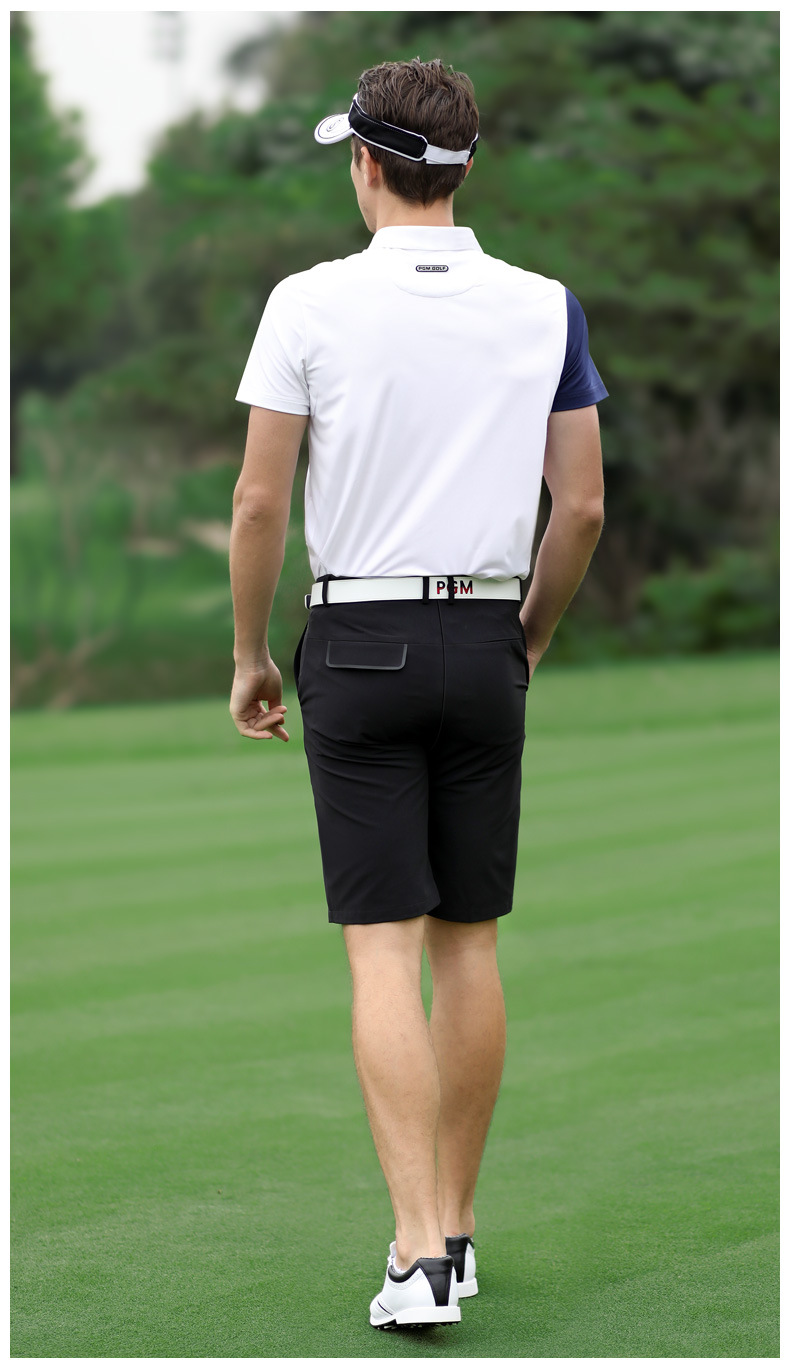 Quần short golf nam thể thao mùa hè co giãn cao thoáng khí — KUZ075 màu trơn quần short màu đen, KUZ075 màu trơn quần short màu xám chi tiết 5