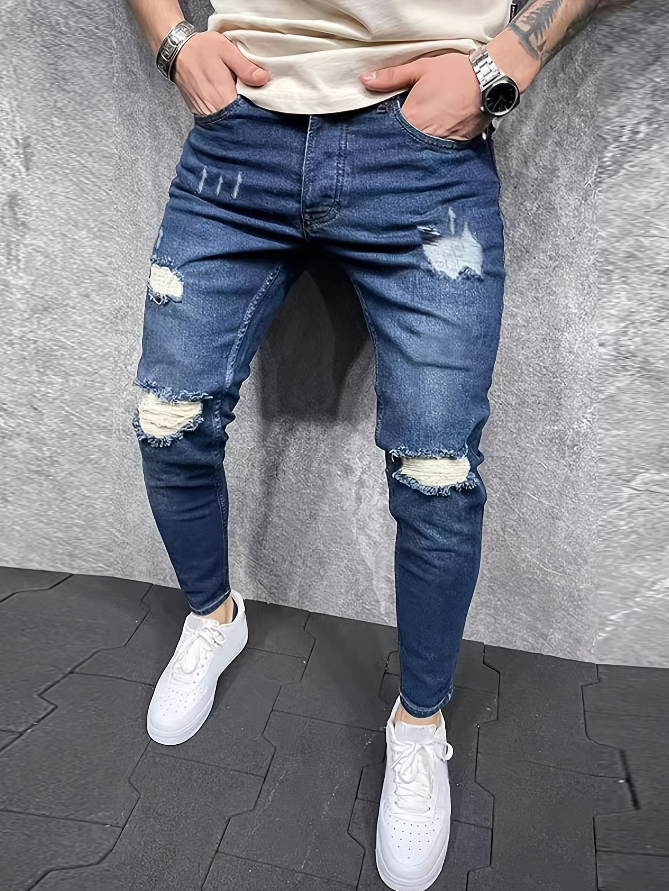 Europa y los Estados Unidos comercio exterior nueva tendencia de jeans de hombre Amazon delgado jeans elásticos pantalones de pie pequeño hombre