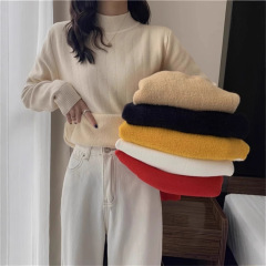 秋冬加绒加厚打底衫女水貂绒毛衣一体绒半高领针织衫内搭保暖上衣