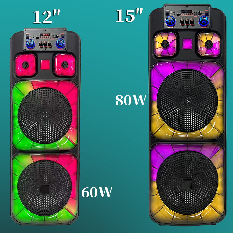 80W altavoces de alta potencia Bluetooth K 15 pulgadas luces de doble bufete de color cool subwoofer de sonido OEM exclusivo comercio exterior