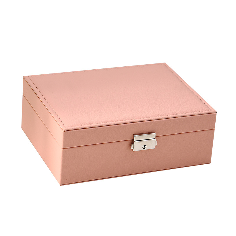 Nueva almohada de doble reloj con cerradura joyería de madera de doble capa caja de joyas pendientes caja de almacenamiento caja de joyería caja de regalo al por mayor