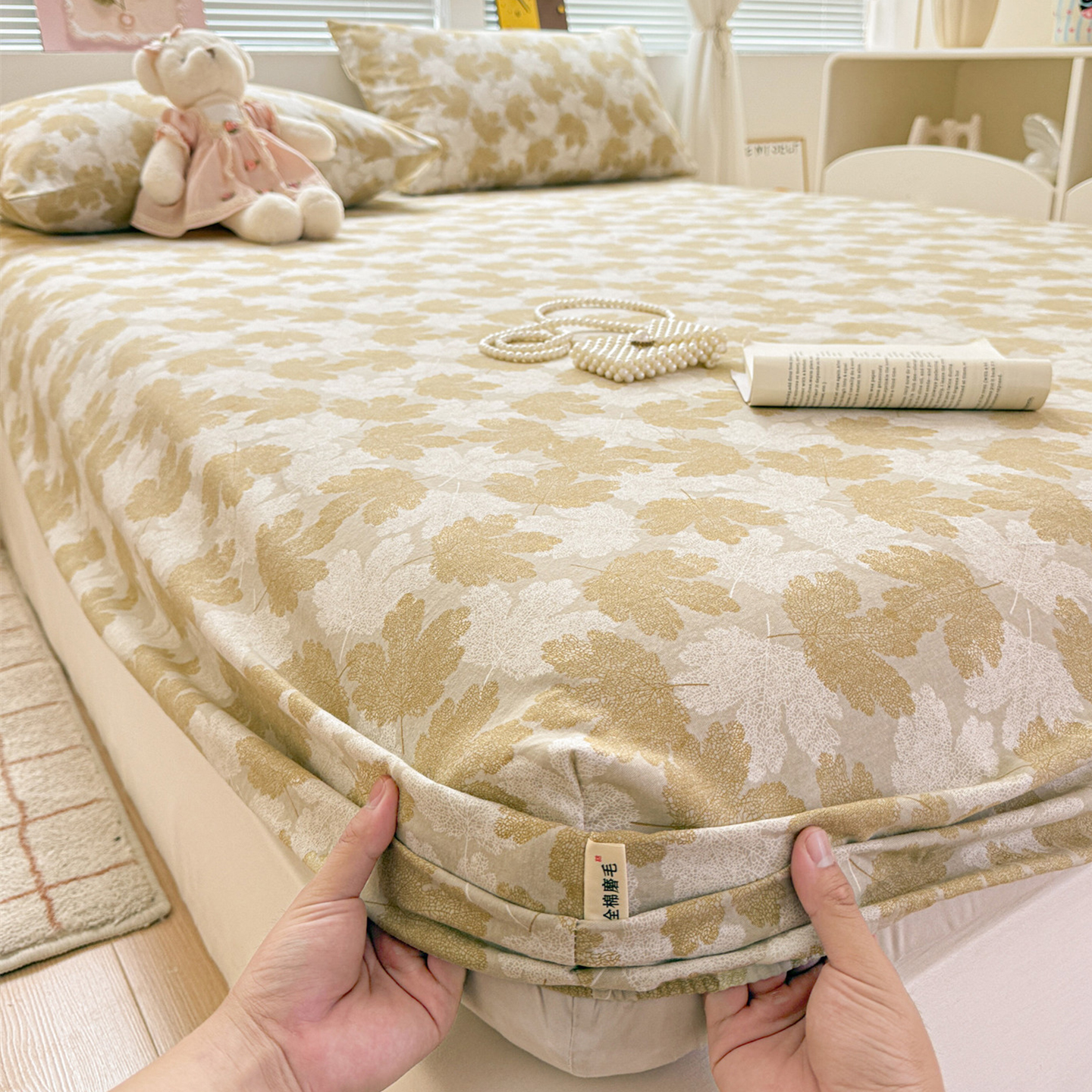 Thickened Brushed Cotton Fitted Bed Sheets Single Piece Cotton Bed Cover Dormitory Mattress Protector All-Inclusive Bed Bed Sheets Tatami Bed Cover