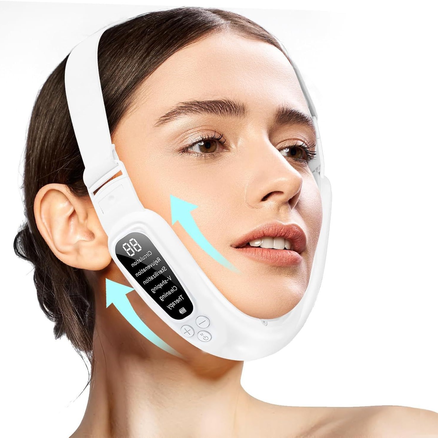 Instrumento de adelgazamiento facial micro-corriente caliente transfronteriza color rojo y azul luz rejuvenecimiento de la piel instrumento de belleza vibración elevación facial V instrumento de adelgazamiento facial