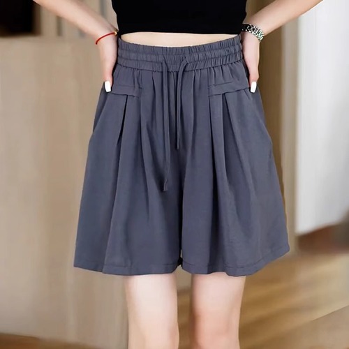 Women's Summer Thin Loose High-Waisted Invisible Silk Shorts 2025 New Model Running and Casual Five-Finger Shorts with Sheer Feel