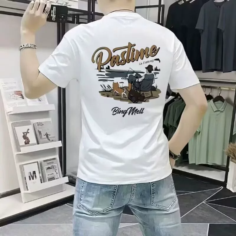 Высококачественная американская футболка с короткими рукавами для мужчин 2025 лето новая пара соматка свободная повседневная одежда для мужчин