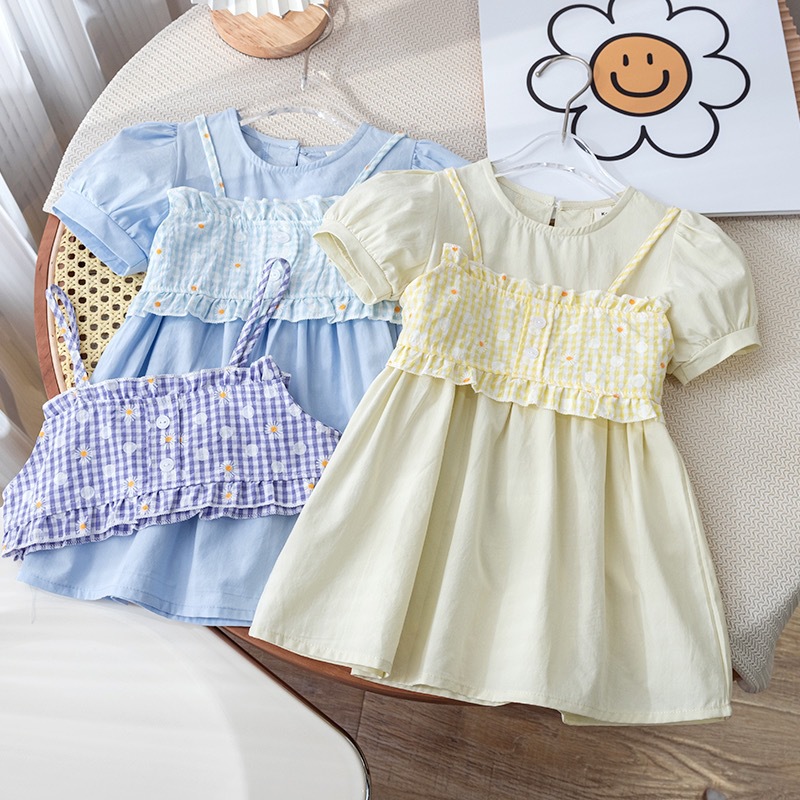 Girls Summer Dress New Baby Small Flower Children's Dress Puff Sleeve Little Girl Fashion Fresh Princess Dress