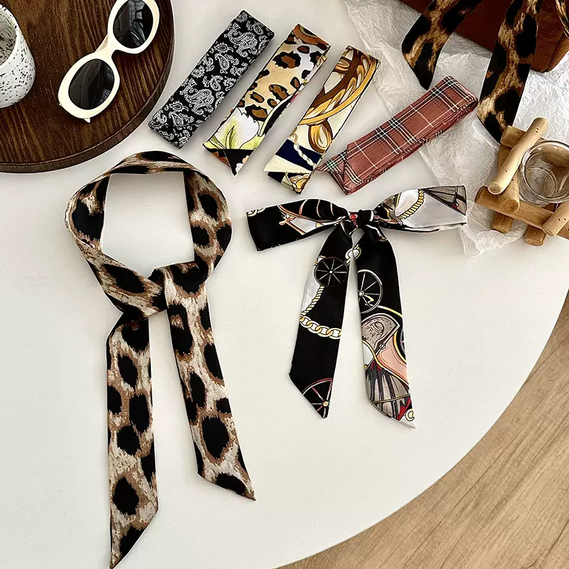 丝巾长条高级感新款仿真丝尖角领巾头巾发带绑发绑包飘带装饰腰带