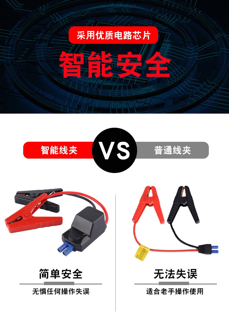Car Emergency Jump Starter Power Cable, Battery Clamp, Connection Wire, Emergency Power Jumper Cable, Jump Starter Tool