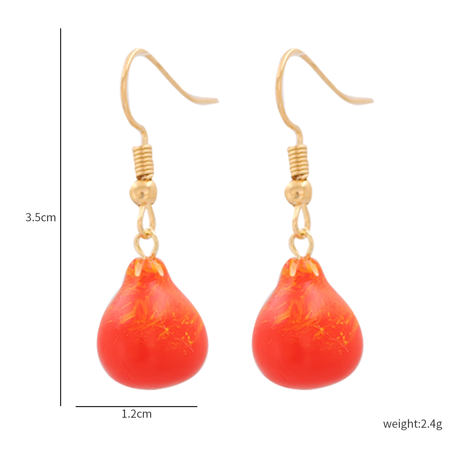 Korean Red Pear Fruit Earring Wholesale display picture 1