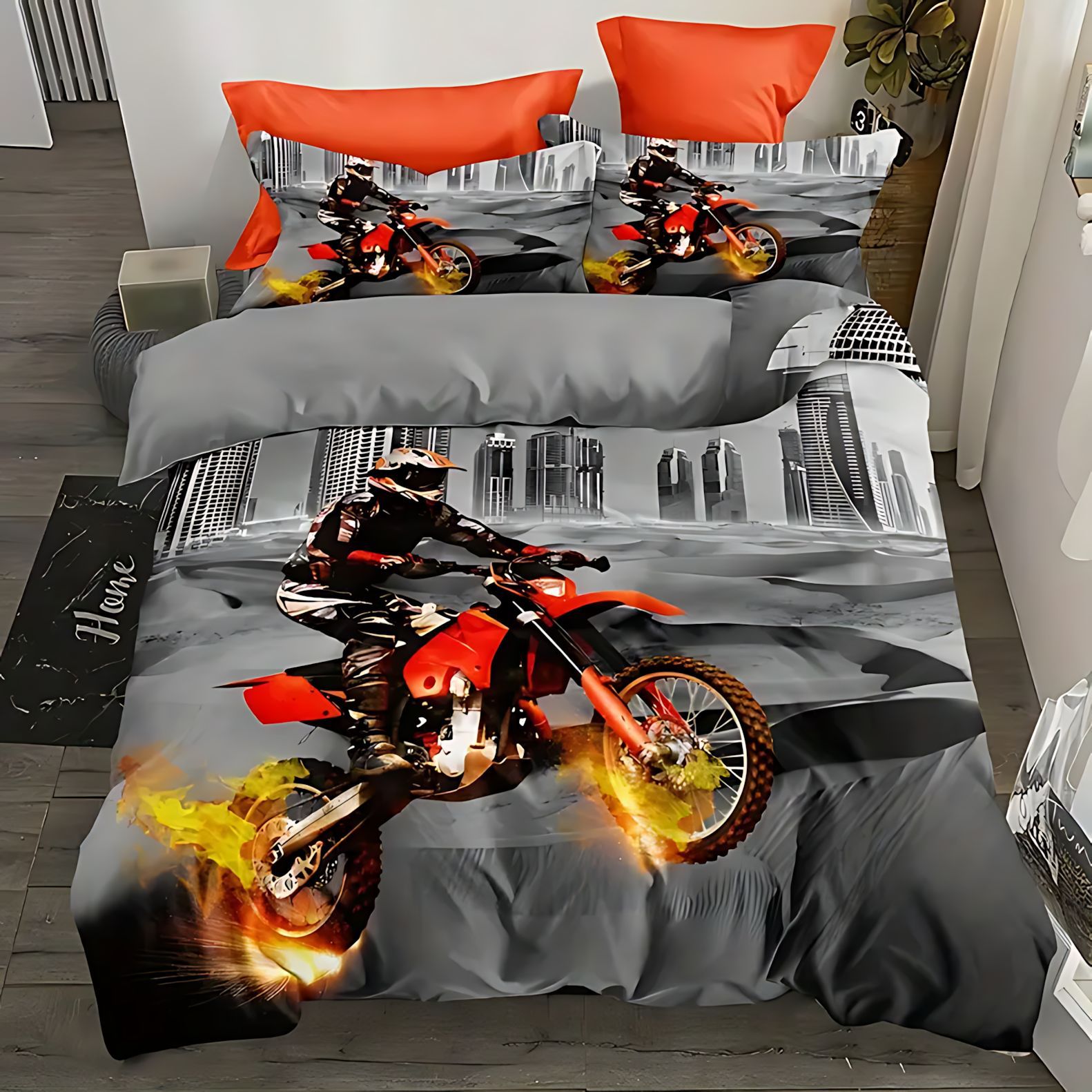 TEMU / JIT cross-border cool motocicleta impresión digital HD colcha suave colcha colcha