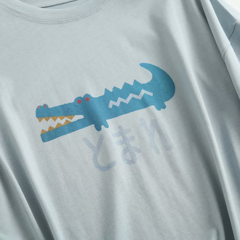crocodile cartoon print T-shirt  NSAM40217