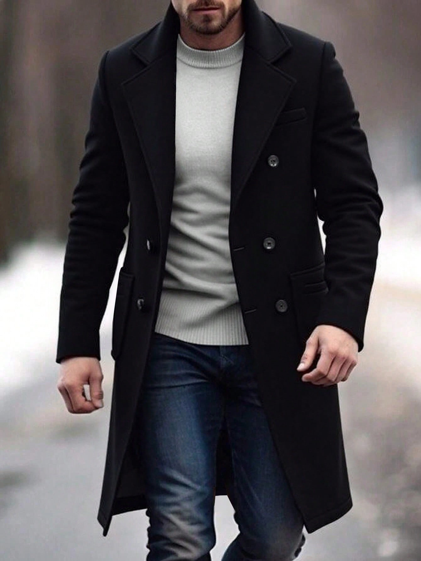 Wollen herenjas trenchcoat voor herfst en winter_voghion.com