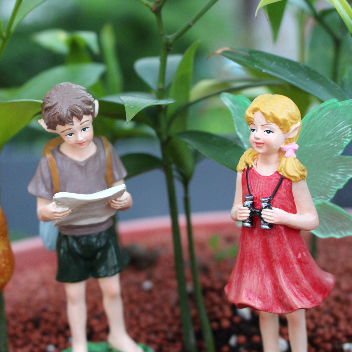 Outdoor Garden Simulation Adventure Backpack Flower Fairy Plug-in Farm Lawn Decoration Luminous Flower Fairy Ornaments for Men and Women