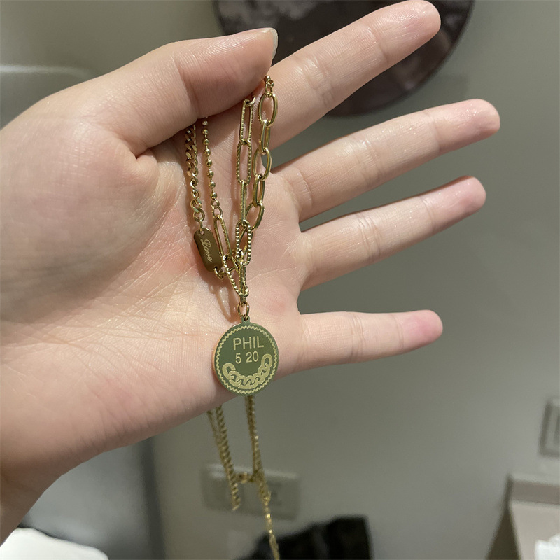 Fashion Gold Coin Pendant Double-layer Necklace display picture 7