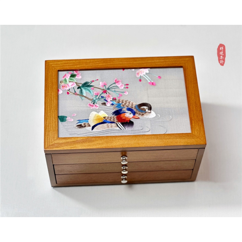 結婚プレゼントの首飾り箱手作り蘇刺繍両面刺繍木製三層ジュエリー収納箱洗練された誕生日に友人に贈る|undefined