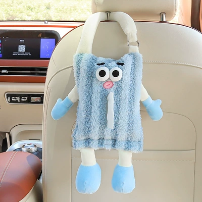 Car tissue box/set: Car Tissue Box Hanging - by-hand-carrying-style-blue-striped-tissue-box