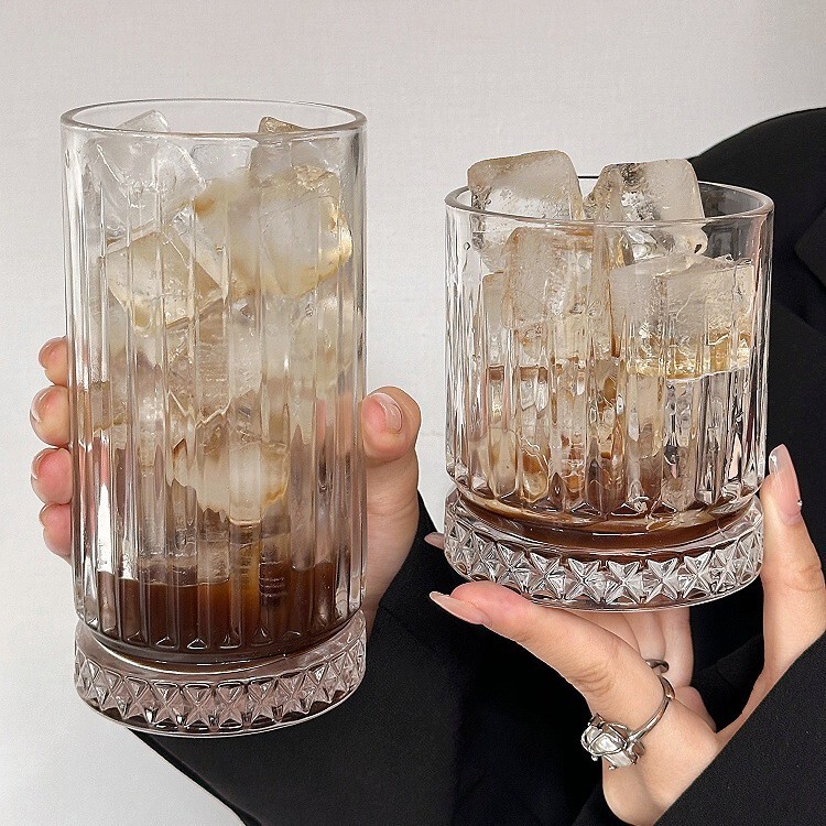 Ins Style Cafe American Latte Iced Coffee Cup Cold Brew Mocha Classical Retro Home Stripesd Glass Cup Ins Style Cafe American Latte Iced Coffee Cup Cold Brew Mocha Classical Retro Home Stripesd Glass Cup