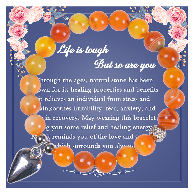 Fashion Heart Shape natural stone Agate Beaded Bracelets 1 Piece