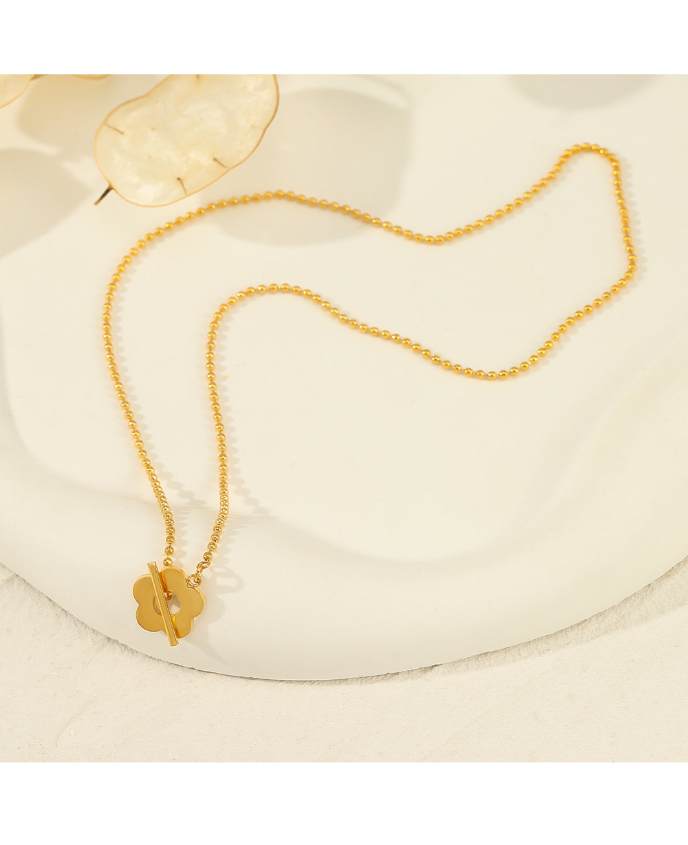 Retro Flower Stainless Steel Plating Necklace_colorza_1